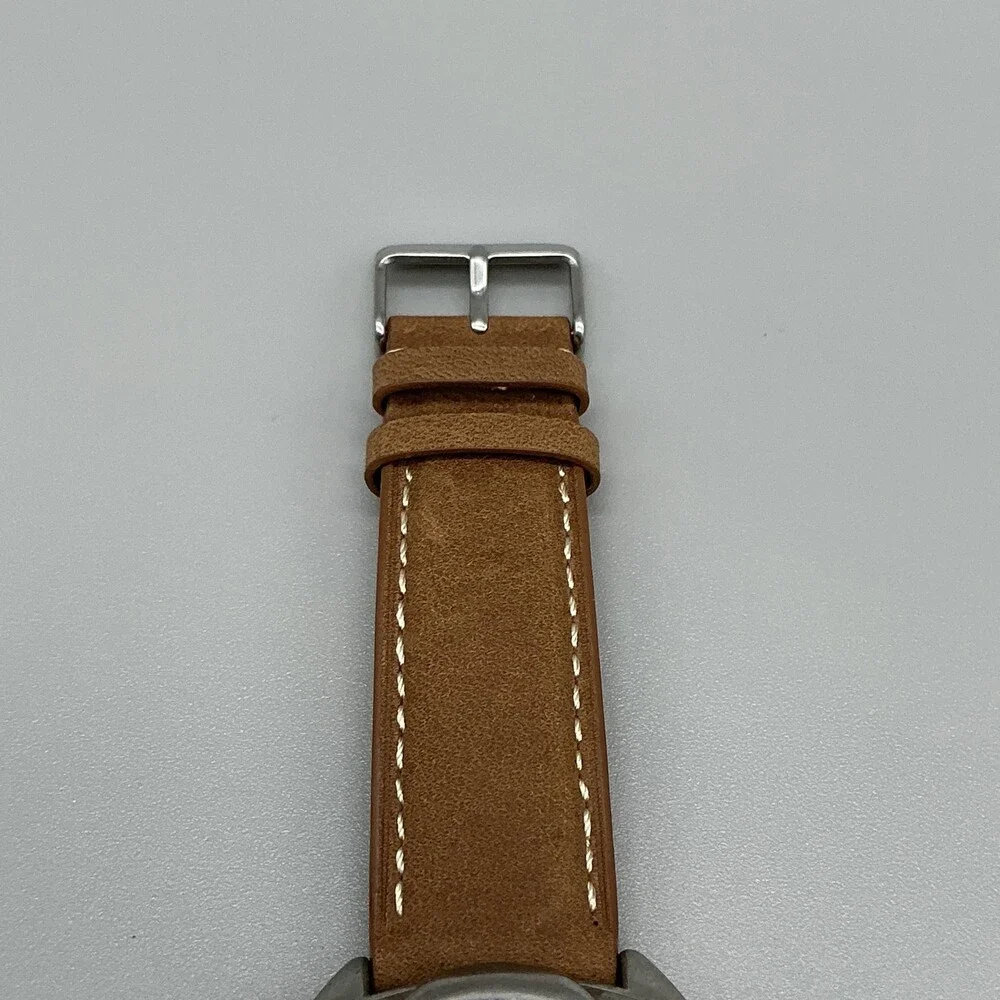 Can You Imagine Infinity Optics Mens Watch 44mm Silver Tone Leather New Battery